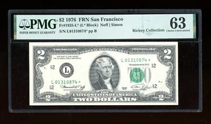 DBR 1976 $2 FRN San Francisco STAR Fr. 1935-L* PMG 63 Serial L01310874* - Picture 1 of 2