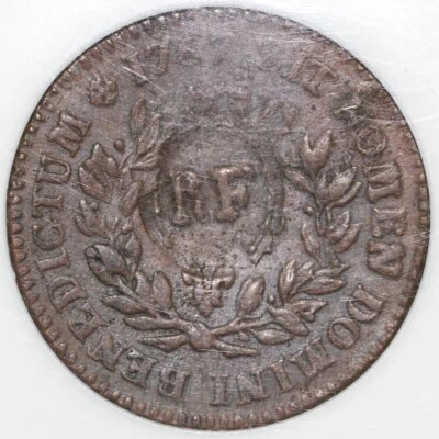 1767 1s RF Counterstamp French Colonies 1 Sou NGC MS 62 - Image 1 of 4