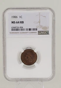 1906 Indian Head Cent NGC MS 64 RB - Picture 1 of 5