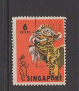 SINGAPORE 1968 6c BLACK, LEMON & ORANGE Nice Used - Picture 1 of 2