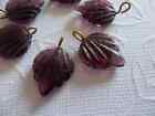12 Amethyst Purple Glass Leaf Charms Beads Leaves With Brass Loops 15mm X 12mm