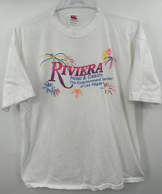 Vtg Riviera Hotel Casino Las Vegas Shirt Neon 90s Single Stitch USA Made Sz XL - Image 1 of 4