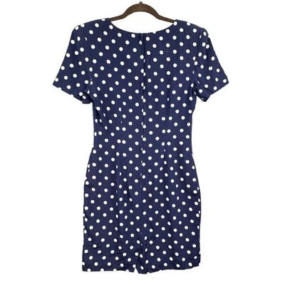 Vestido De Colección Años 90 9/10 Lunares Pin-up Azul Blanco Carrera Preppy Náutico Azul Marino EE. UU. Foto 1 de 4