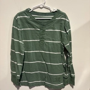 Gapkids Henley 3 Button Long Sleeve Light Green White Stripe Sz Small 6/7 NWOT - Picture 1 of 4