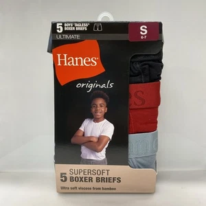 Hanes Tagless Boxer Briefs Boys S 6-7 Ultimate Soft Multicolor 5 Pack - Picture 1 of 4
