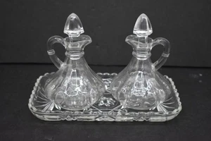 Vintage Glass Cruet Set with Stoppers and Tray (CU319) chalice co - Picture 1 of 9