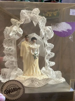 Vintage Wilton 1993 Wedding Cake Topper Brown SkinTone Black Hair Ellen Williams - Image 1 of 4