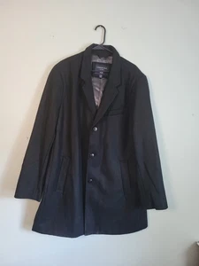 London Fog Black Pea Coat Men's XXL Wool Blend Lined Button Closure NWT - Picture 1 of 10