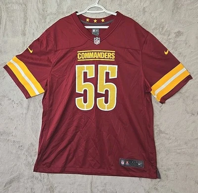 耐克 #55 华莱士博士华盛顿指挥官主场橄榄球球衣,尺寸 XXL — 第 1/4 张图片