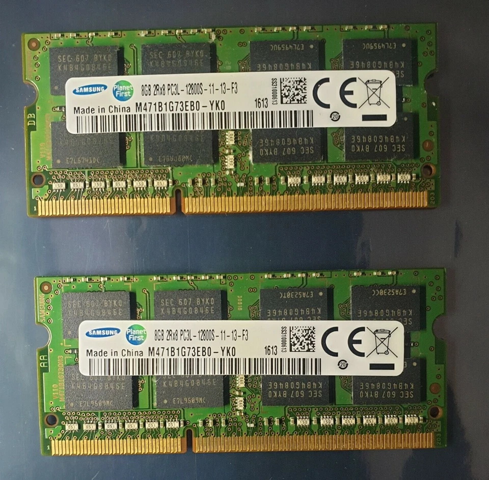Samsung 16GB 2X8GB DDR3L 2RX8 1600MHz PC3L-12800S 204pin Laptop Memory RAM 1613 - Image 1 of 1