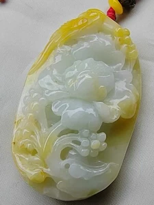 Icy Ice Multi Color Burma Jadeite Jade Bird & Flower Pendant # 237.90 carat # - Picture 1 of 24