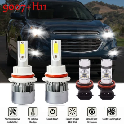 Faros delanteros LED + faros antiniebla para Chevy Equinox 2005-2009 6000K Foto 1 de 4