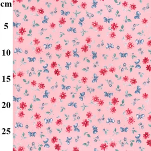 100% Cotton Poplin - Flowers & Butterflies on Pink - Craft Fabric Metre - Picture 1 of 5