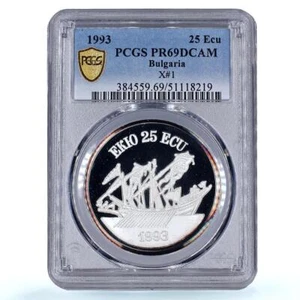 Bulgaria 25 ecu Galleon Ship Clipper Seafaring X#1 PR69 PCGS silver coin 1993 - Picture 1 of 2