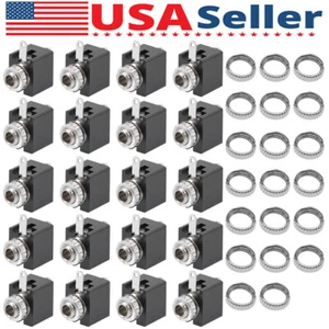 20-Pack With Nut 3.5mm PCB 3 Terminals Female Audio Connector Phone Jack Socket - Picture 1 of 5