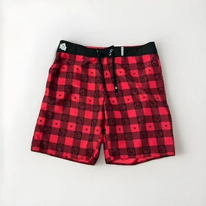 Volcom Board Shorts Mens 40 Michael J Zepeda Black Red Skulls Swim Beach Trunks - Picture 1 of 10