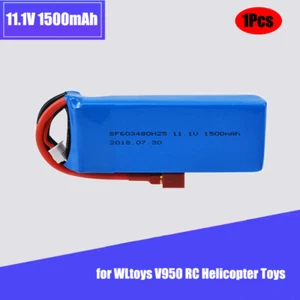 1Pcs 1500mAh 11.1V 25C 3S T Plug LiPO Battery for WLtoys V950 RC Helicopter Toys - Picture 1 of 9