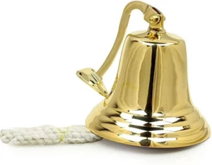 Brass Ship Bell Wall Mounting Calling Ship Nautical Home Wall Decor (7 inch) - Picture 1 of 7