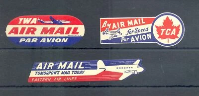 USA 3 x VINTAGE AIRMAIL POSTER STAMPS ** MNH --EXTRA FINE  - Image 1 of 2