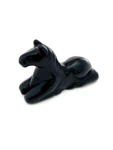 Estatuilla de caballo tallada con piedras preciosas de obsidiana negra natural, 15,32 g (0,54 oz) - Imagen 1 de 2
