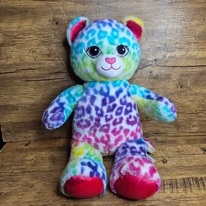 Build A bear Lisa Frank multi color Rainbow leopard print cat teddy bear  - Picture 1 of 8