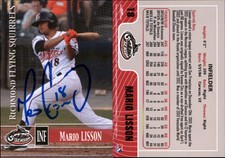 Mario Lisson Signed 2014 Grandstand Richmond Flying Squirrels #NNO Card Auto AU