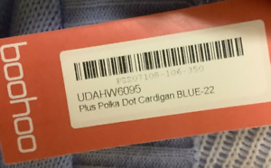 Boohoo Cardigan Sweater Womens Plus Size 18 Blue Polka Dot Knitted Long Sleeve