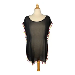 Top de encubrimiento GD Key coloridas borlas de neón negro transparente para mujer talla pequeña mediana nuevo con etiquetas - Imagen 1 de 7