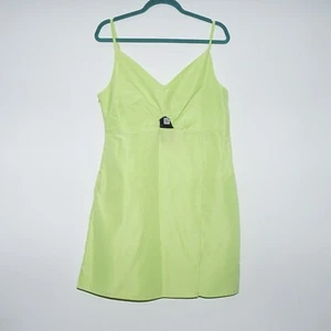 Womens THREADBARE V-Neck Sleeveless Strap Neon Green Dress Size UK 14 BNWT - Picture 1 of 10