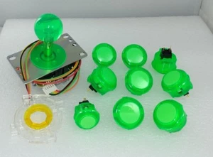Japan Sanwa klar grün Joystick & Tasten & Start & GT-Y 9er Set Arcade Teile - Bild 1 von 7