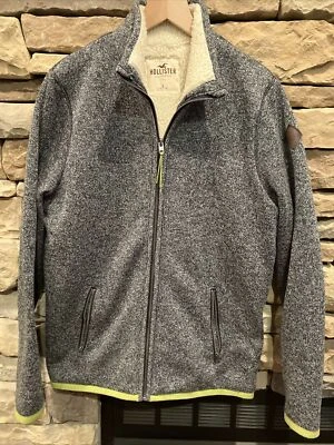 Jaqueta de malha feminina vintage Hollister Sherpa forrada com zíper completo tamanho grande - Imagem 1 de 4