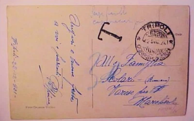 LIBIA TRÍPOLI DUE HANDSTAMP 1921 A RUMANIA Foto 1 de 2