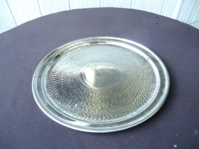 vintage art deco machined chrome round cocktail drinks tea tray silver - Image 1 of 4