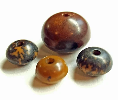 4 Vintage Antique Ball Shape Vegetable Ivory Whistle Buttons ~ 1/2" to 7/8" - Image 1 of 4