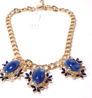 Collar Lee by Lee Angel para mujer lapislázuli remolino azul marino cristal cabujón de agua nuevo con etiquetas 98 Foto 1 de 4