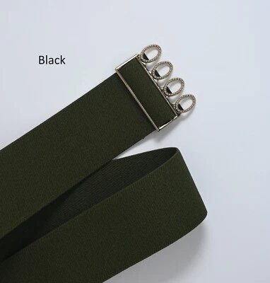 WOMAN ELASTIC STRETCH  2 inch(#E98G) BELT with gold color buckle 7 sizes USA - Image 1 of 4