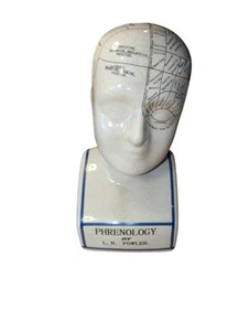 Phrenology Head by LN Fowler 12" Ceramic Glazed Head - Picture 1 of 10