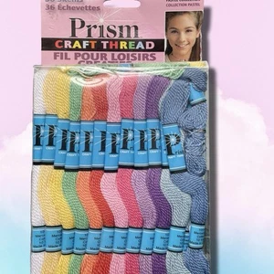NEW Prism Craft Thread Pack 36 Pastel Colors 100% Cotton Skein 10 yds ea. - Picture 1 of 24