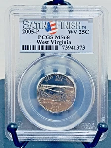 2005-P Washington Quarter West Virginia Satin Finish PCGS MS68 #73941373 - Picture 1 of 2
