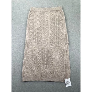 Topshop Maxi Skirt Womens L (12) Beige Brown Cable Knit Sweater Slit Soft Girl - Picture 1 of 13