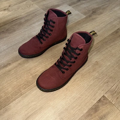 Womens Dr Martens Stratford Canvas Cherry Red Ankle Boots Size 7 - Image 1 of 4