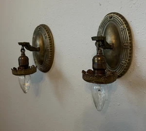 pair of antique early electric Victorian style sconces - Picture 1 of 13