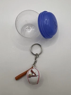 ST. LOUIS CARDINALS KEYCHAIN BALL & BAT 1" ROUND BALL LICENSED MLB CHARM - Image 1 of 3