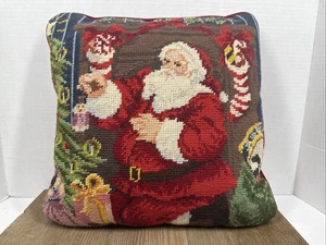 "Almohada de Navidad de punta de aguja de colección Santa árbol de Navidad hilo de lana Navidad 13"" cuadrados" - Imagen 1 de 10