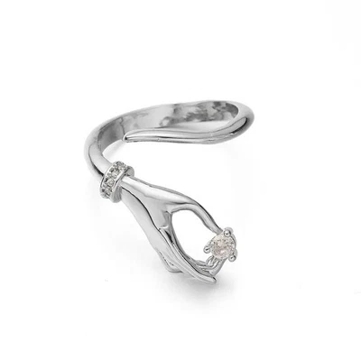 Anillo de Mano 8 Alexis Bittar ESTILO Plata Circonita Circonita Boho Art Deco Nuevo Retro Talla De Colección Foto 1 de 4