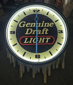 Vintage Miller Original Fasslicht Bier Neon beleuchtet Wanduhr - Werbung - Bild 1 von 12