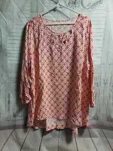Princess Cruises Coral & White, Rhinestone Embellished Tunic SZ XXL 4591 - Picture 1 of 7