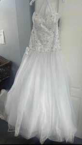 Wedding Dress Alfredo Angelo Bridal White Beaded Corset Top w/ Ballroom Pincess - Picture 1 of 10