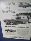 1961 Ford FALCON RANCHERO Pickup mid-size-mag car ad w/camper top