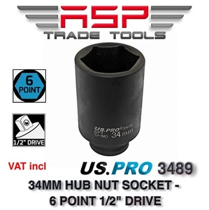 34MM SOCKET DEEP IMPACT 1/2" DRIVE HUB NUTS / FLYWHEEL 6 POINT - Picture 1 of 3
